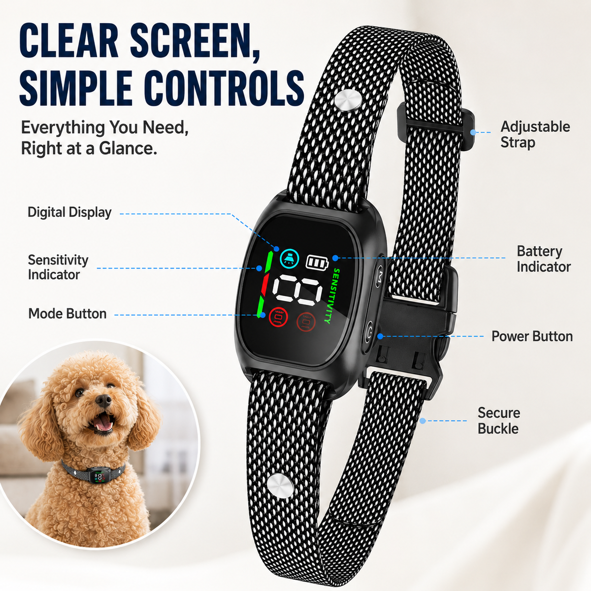 🐶 No-Shock Anti-Bark Collar with Beep and Vibration