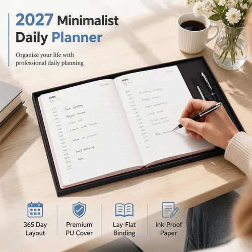 📅 2027 A5 Daily Planner with PU Leather Cover and 320 Pages ✨