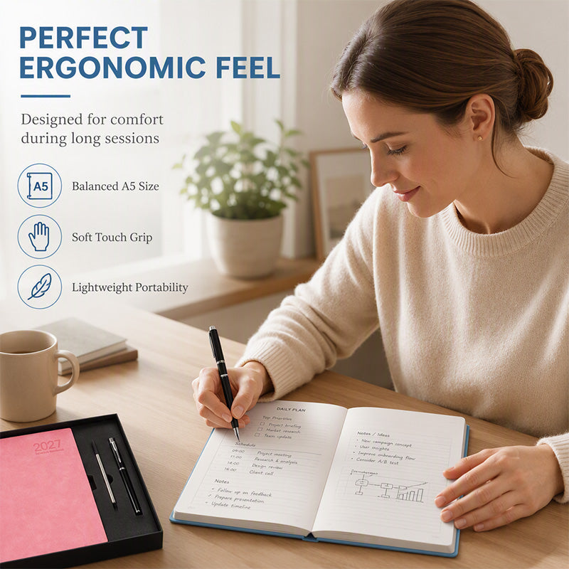 📅 2027 A5 Daily Planner with PU Leather Cover and 320 Pages ✨