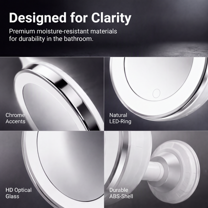 ✨ 10X LED Magnifying Makeup Mirror – Drill-Free Suction & Dual Power 🔍