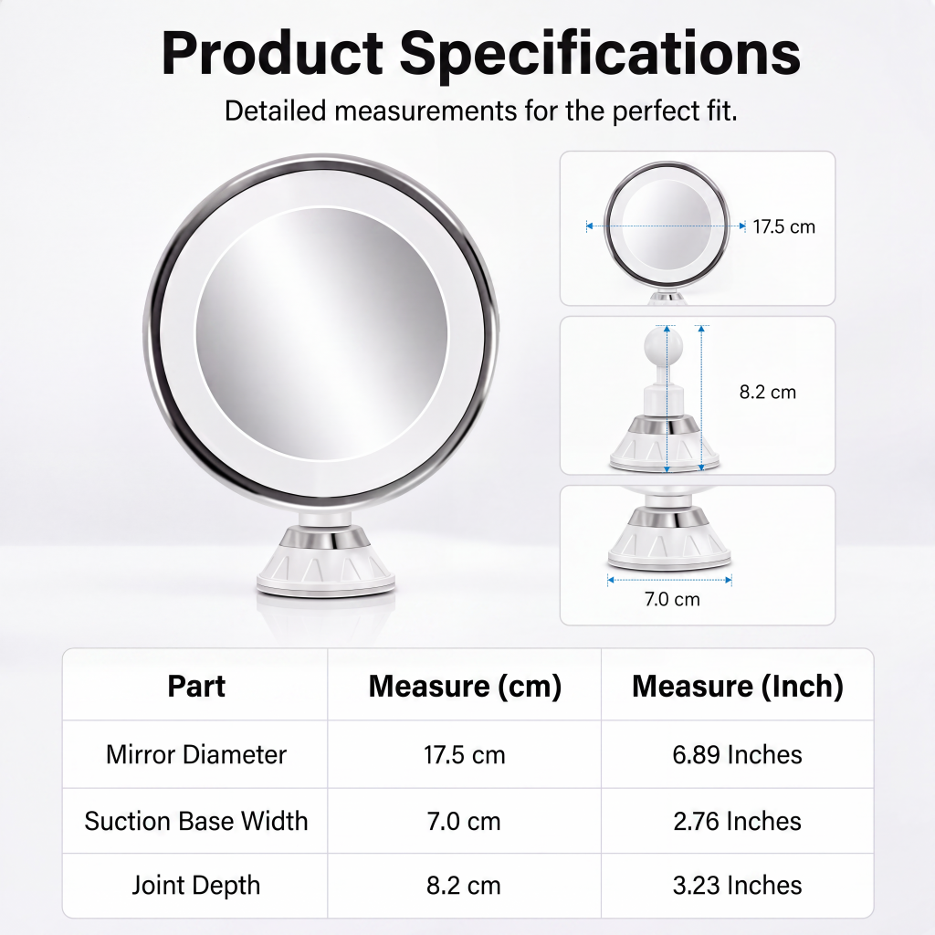 ✨ 10X LED Magnifying Makeup Mirror – Drill-Free Suction & Dual Power 🔍