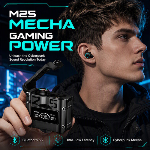 🎮 Mecha Gaming Wireless Earbuds – Bluetooth 5.3 Low-Latency Audio ⚡