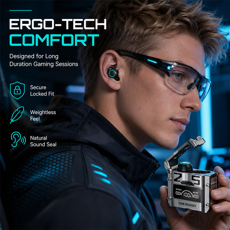 🎮 Mecha Gaming Wireless Earbuds – Bluetooth 5.3 Low-Latency Audio ⚡