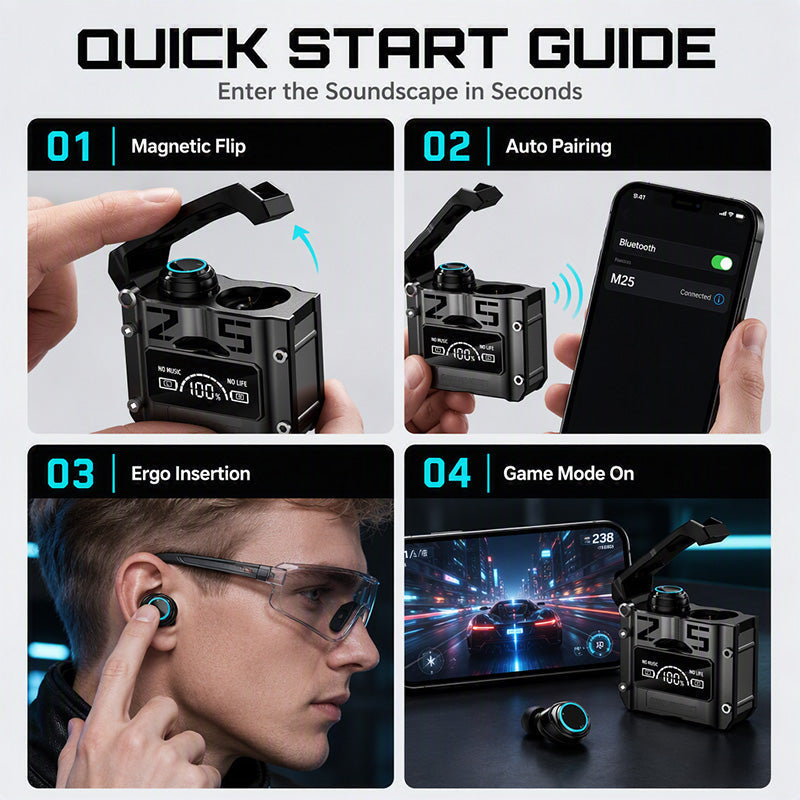 🎮 Mecha Gaming Wireless Earbuds – Bluetooth 5.3 Low-Latency Audio ⚡