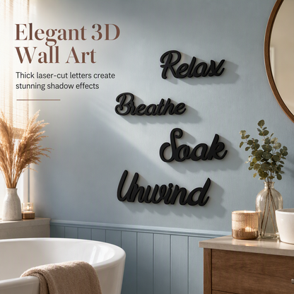 📢📢40% OFF !! ⏰4-Piece Farmhouse Bathroom Wooden Wall Art Set – 3D Spa Sanctuary Signs 🛁