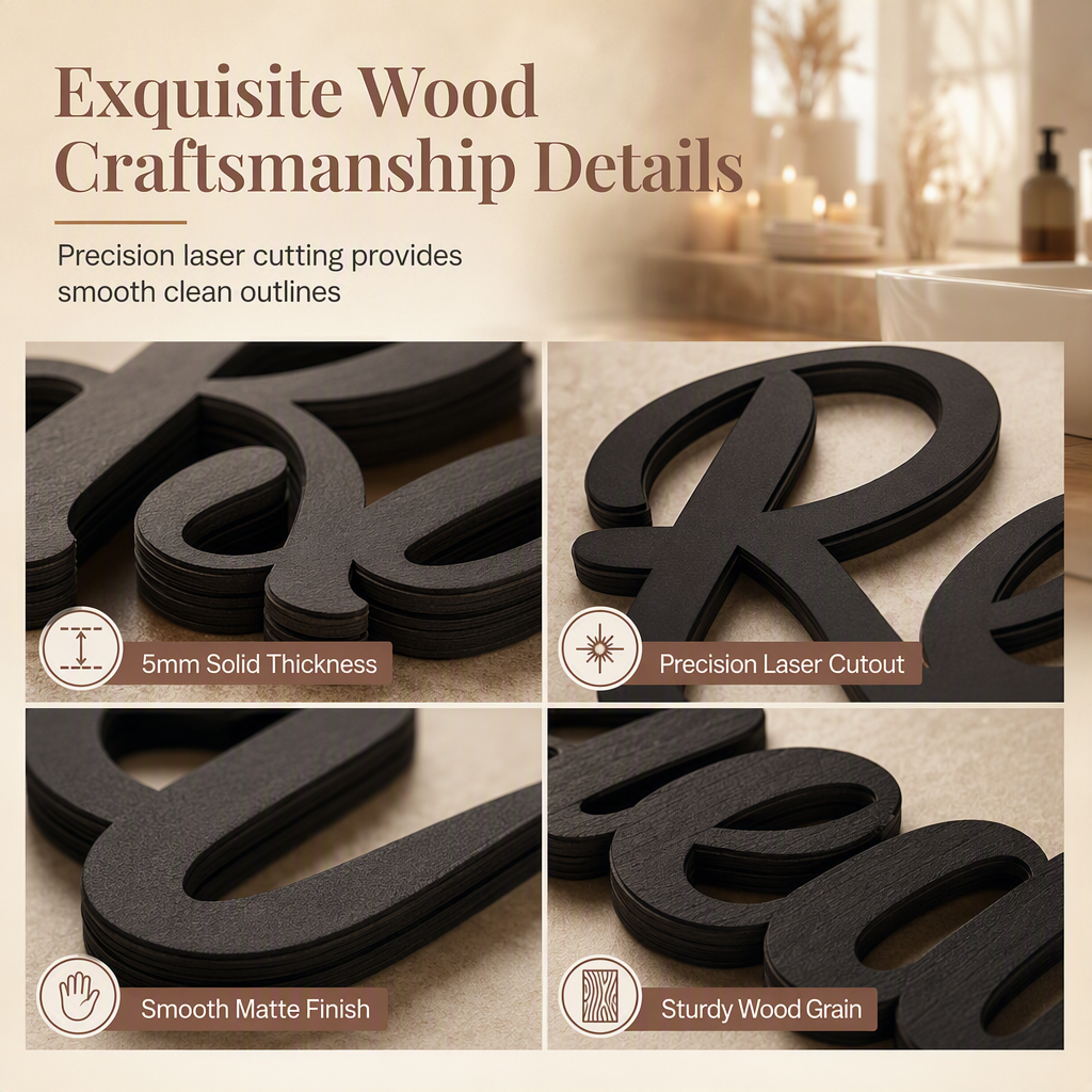 📢📢40% OFF !! ⏰4-Piece Farmhouse Bathroom Wooden Wall Art Set – 3D Spa Sanctuary Signs 🛁