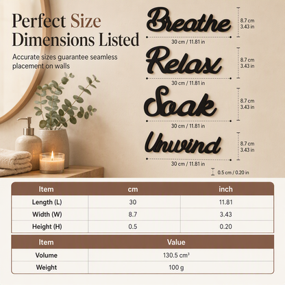 📢📢40% OFF !! ⏰4-Piece Farmhouse Bathroom Wooden Wall Art Set – 3D Spa Sanctuary Signs 🛁
