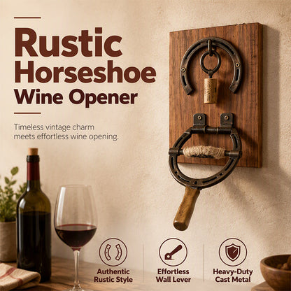 🍷 Rustic Horseshoe Wall-Mounted Wine Opener – Vintage Bar Décor