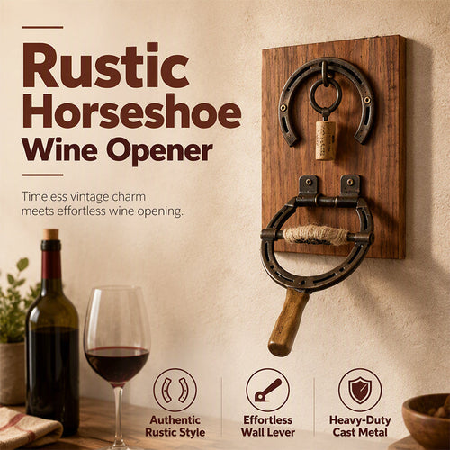 🍷 Rustic Horseshoe Wall-Mounted Wine Opener – Vintage Bar Décor