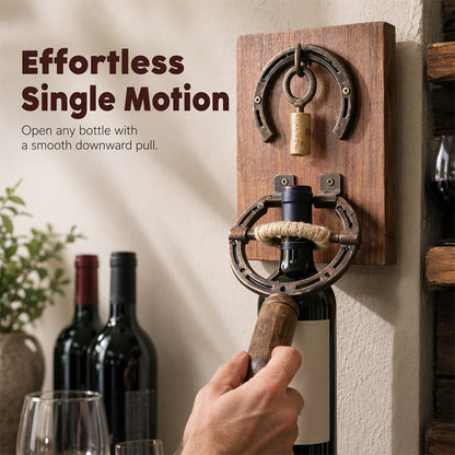 🍷 Rustic Horseshoe Wall-Mounted Wine Opener – Vintage Bar Décor
