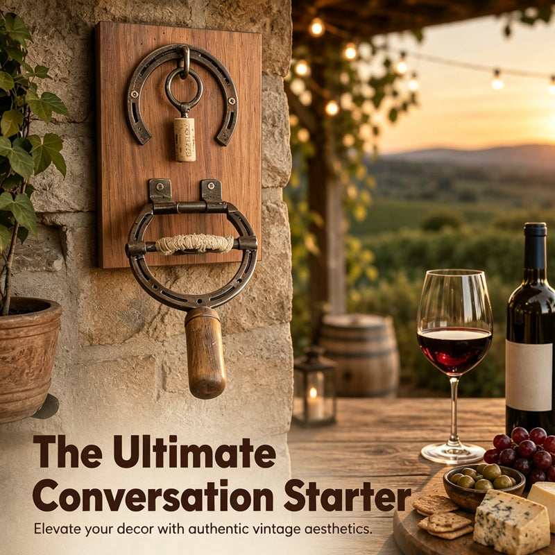 🍷 Rustic Horseshoe Wall-Mounted Wine Opener – Vintage Bar Décor
