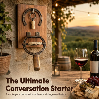 🍷 Rustic Horseshoe Wall-Mounted Wine Opener – Vintage Bar Décor