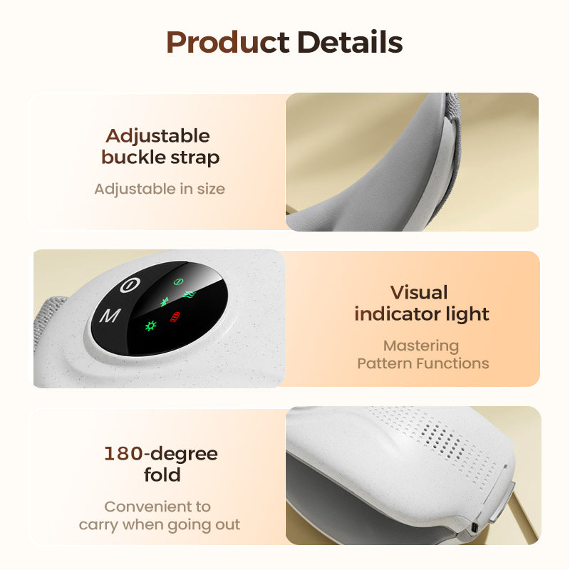 👁️ Heated Eye Massager with Bluetooth – 42°C Warmth & Foldable Design