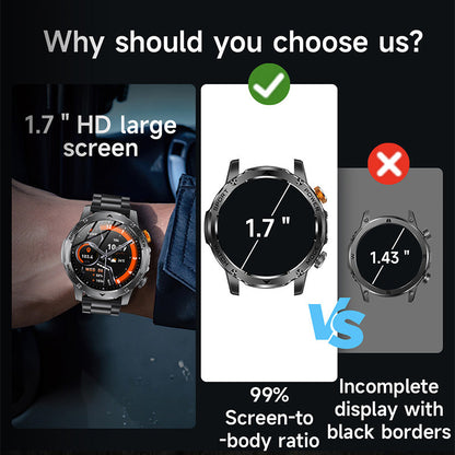 ⌚ 1000mAh Smartwatch – 1.7" Display, 100+ Sports Modes & LED Light