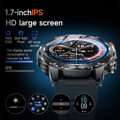 ⌚ 1000mAh Smartwatch – 1.7" Display, 100+ Sports Modes & LED Light