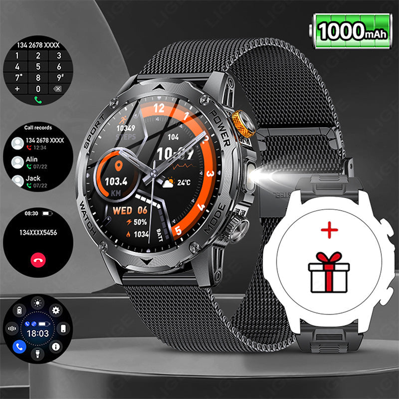 ⌚ 1000mAh Smartwatch – 1.7" Display, 100+ Sports Modes & LED Light