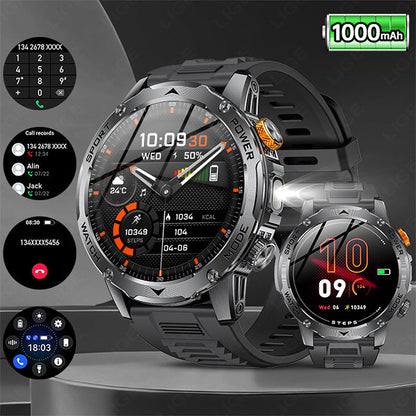 ⌚ 1000mAh Smartwatch – 1.7" Display, 100+ Sports Modes & LED Light
