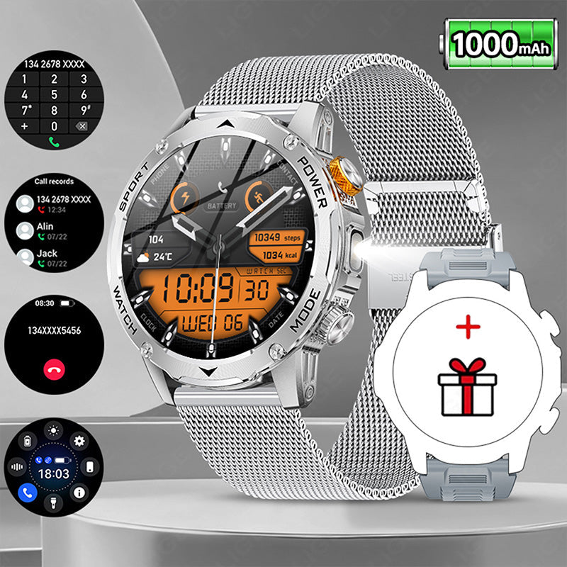 ⌚ 1000mAh Smartwatch – 1.7" Display, 100+ Sports Modes & LED Light