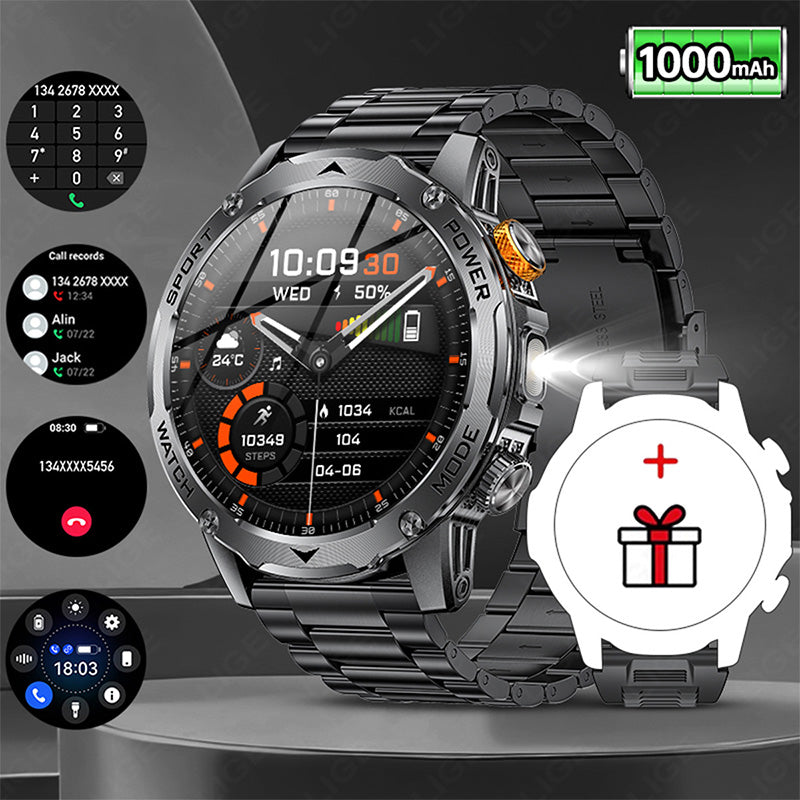 ⌚ 1000mAh Smartwatch – 1.7" Display, 100+ Sports Modes & LED Light
