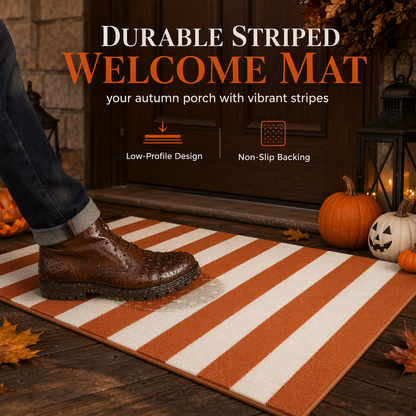 🏡 Striped Non-Slip Door Mat – Durable Low-Profile Welcome Mat