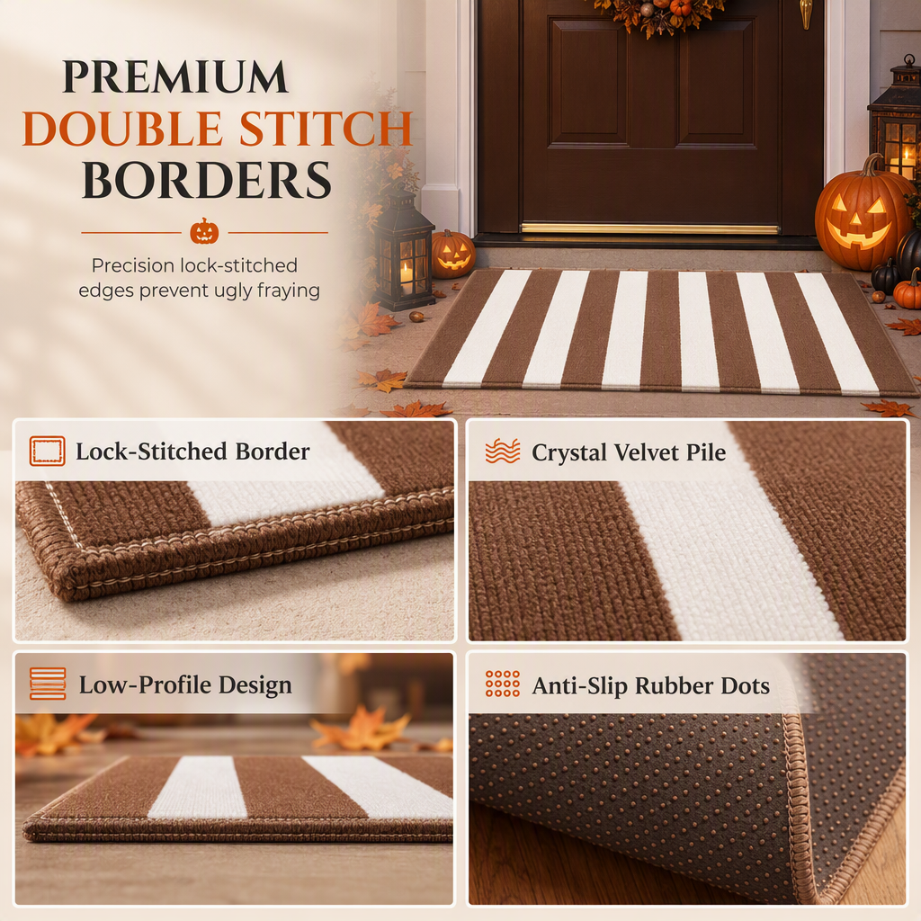 🏡 Striped Non-Slip Door Mat – Durable Low-Profile Welcome Mat