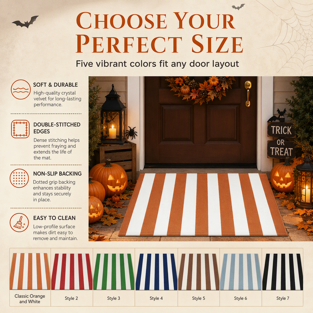 🏡 Striped Non-Slip Door Mat – Durable Low-Profile Welcome Mat