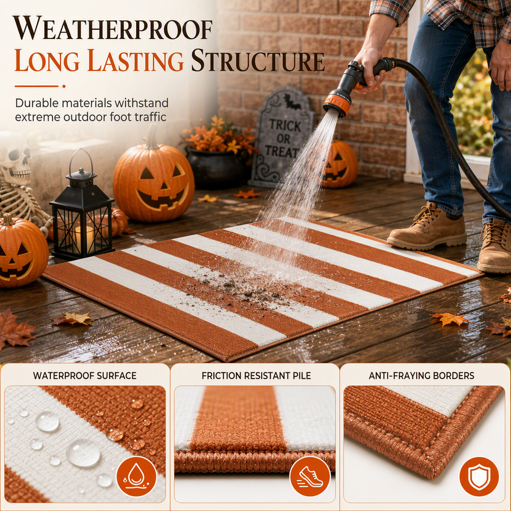 🏡 Striped Non-Slip Door Mat – Durable Low-Profile Welcome Mat