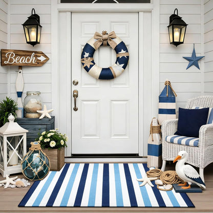 🏡 Striped Non-Slip Door Mat – Durable Low-Profile Welcome Mat