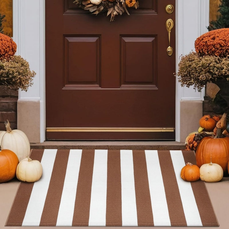 🏡 Striped Non-Slip Door Mat – Durable Low-Profile Welcome Mat
