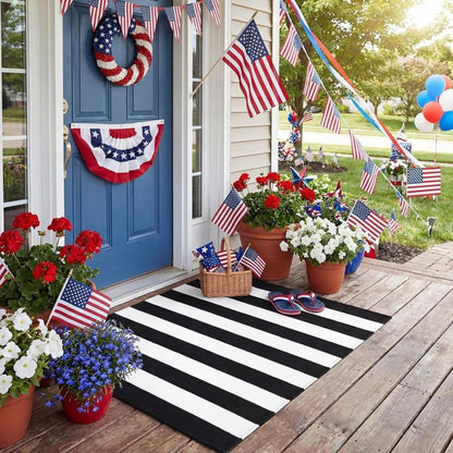 🏡 Striped Non-Slip Door Mat – Durable Low-Profile Welcome Mat