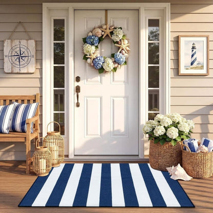 🏡 Striped Non-Slip Door Mat – Durable Low-Profile Welcome Mat