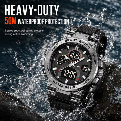 ⌚ Tactical Dual-Display Rugged Watch - 50M Waterproof Military Sports Watch ⚡