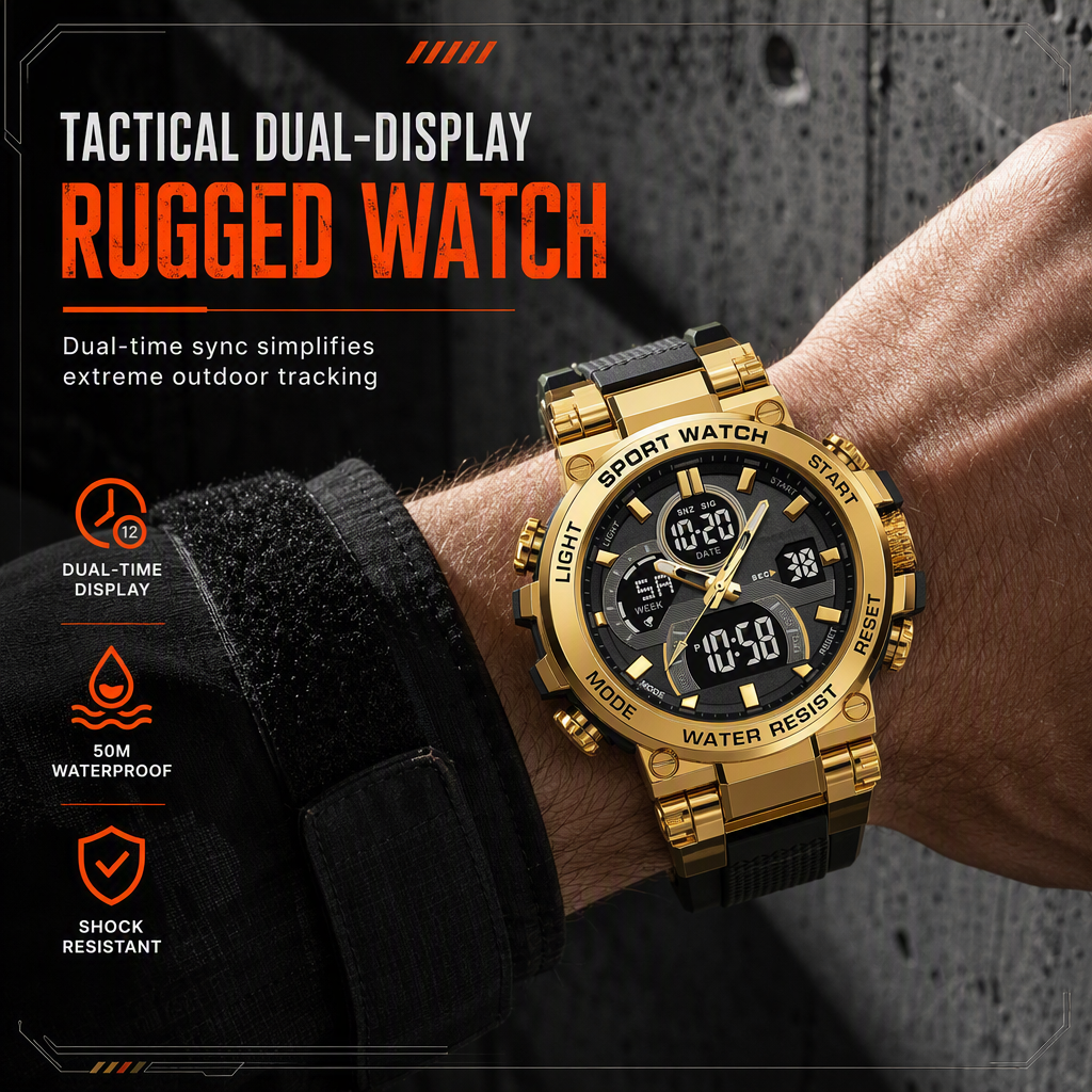 ⌚ Tactical Dual-Display Rugged Watch - 50M Waterproof Military Sports Watch ⚡