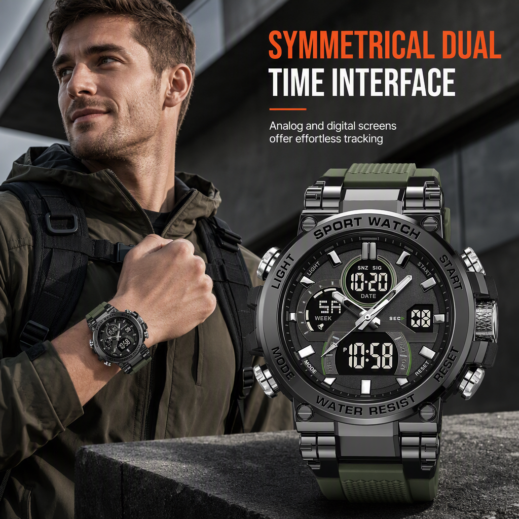 ⌚ Tactical Dual-Display Rugged Watch - 50M Waterproof Military Sports Watch ⚡