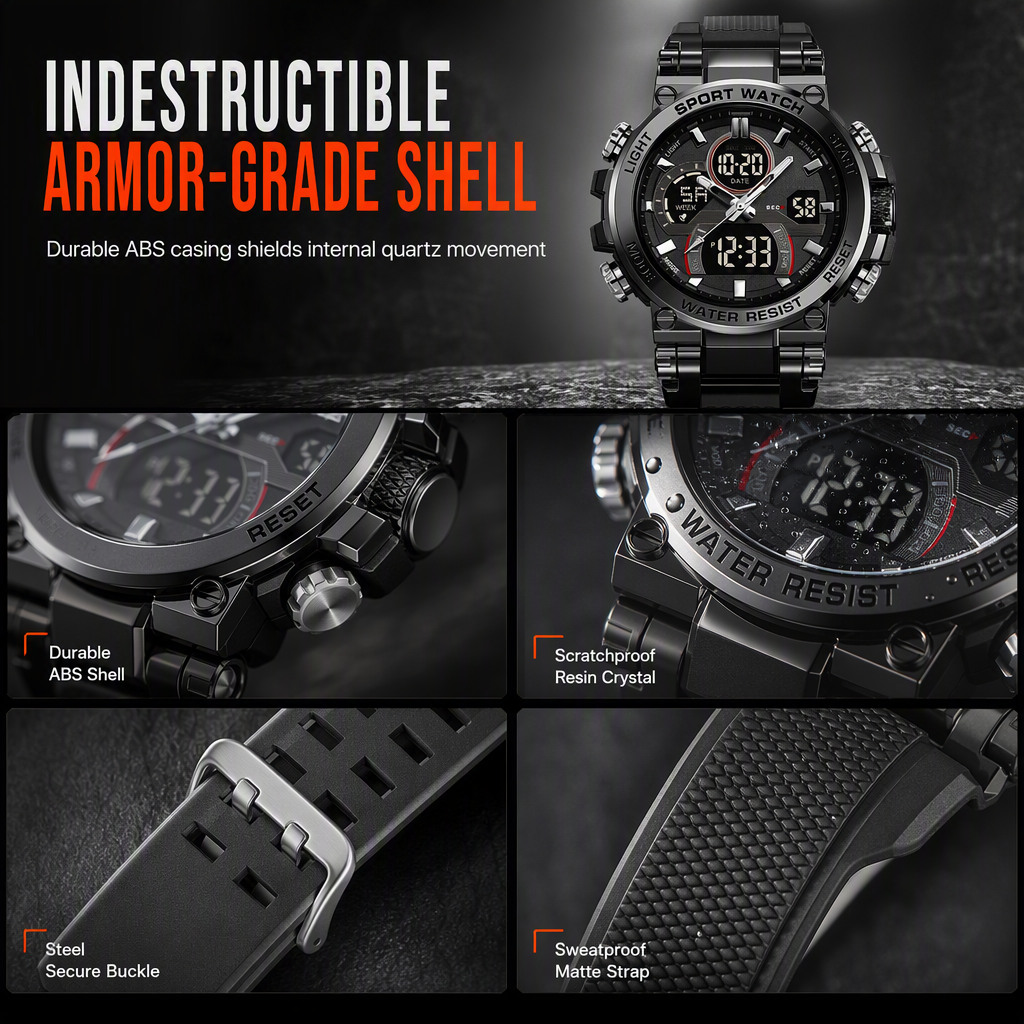 ⌚ Tactical Dual-Display Rugged Watch - 50M Waterproof Military Sports Watch ⚡