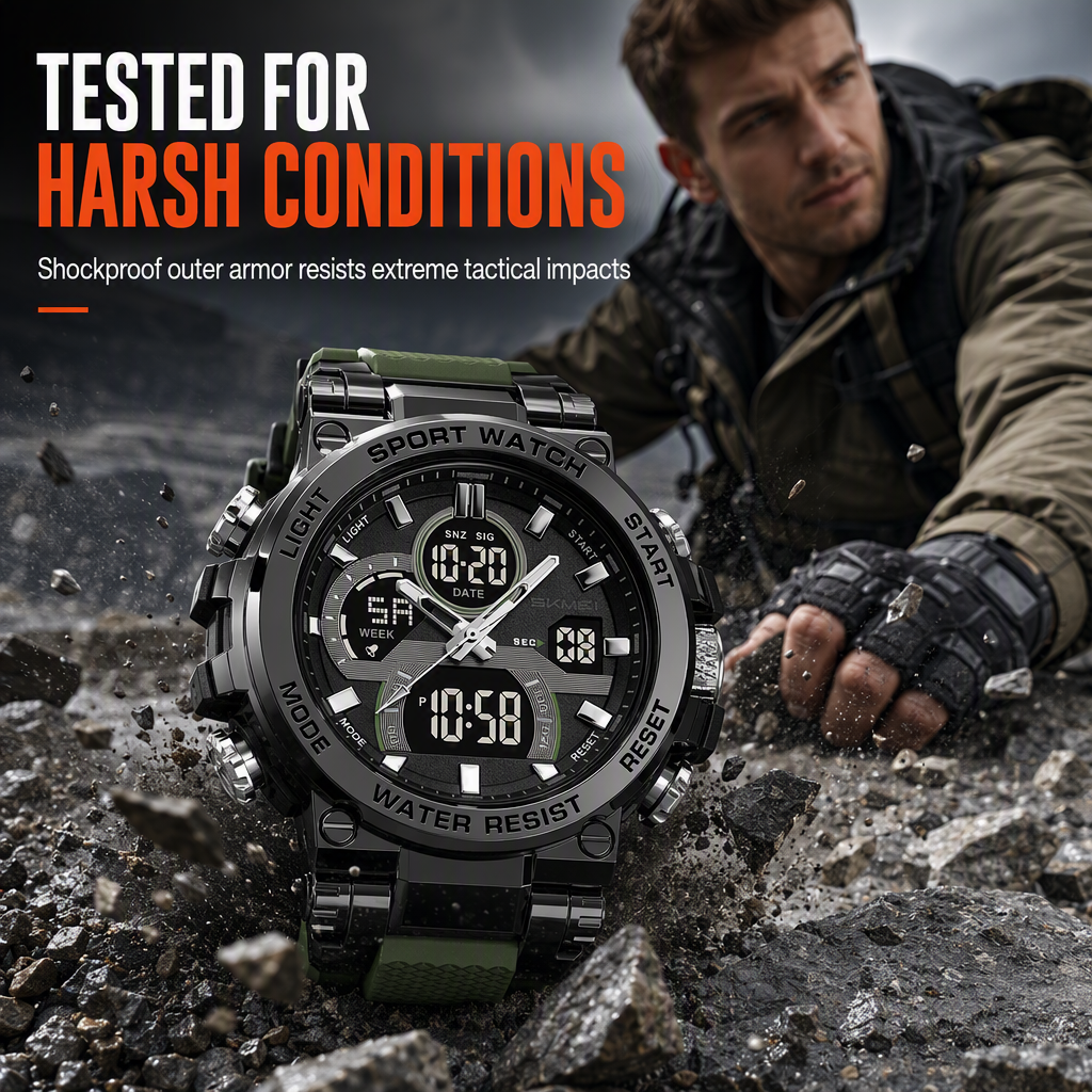 ⌚ Tactical Dual-Display Rugged Watch - 50M Waterproof Military Sports Watch ⚡