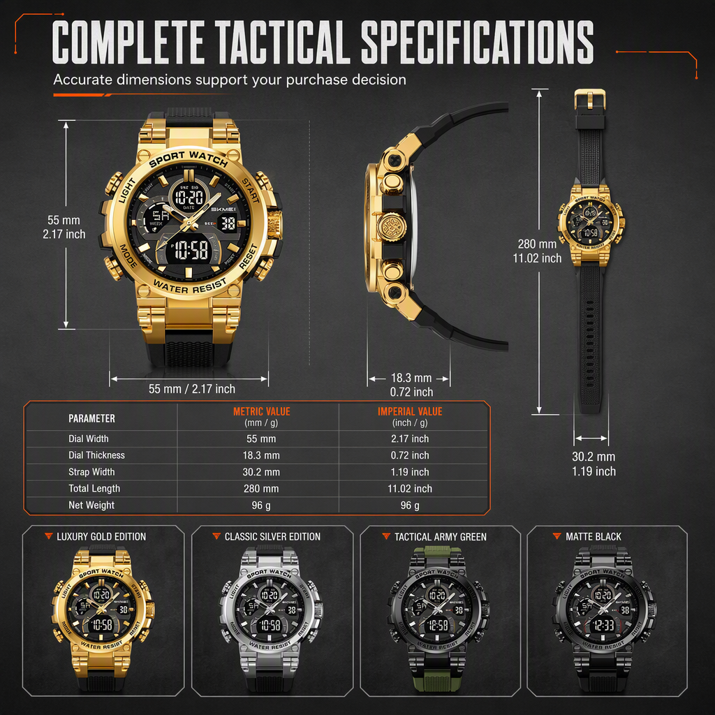 ⌚ Tactical Dual-Display Rugged Watch - 50M Waterproof Military Sports Watch ⚡