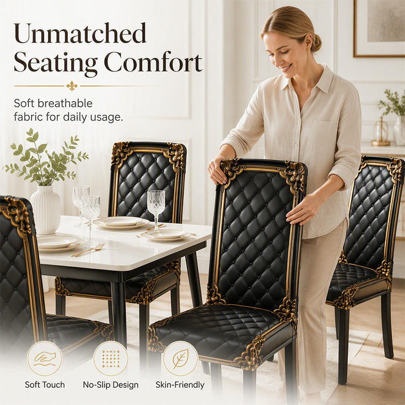 🖤 Baroque Stretch Dining Chair Cover – Elegant Washable Furniture Protector