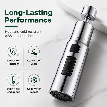 🚰 720° Rotating Faucet Extender – 20mm / 22mm Connector Options