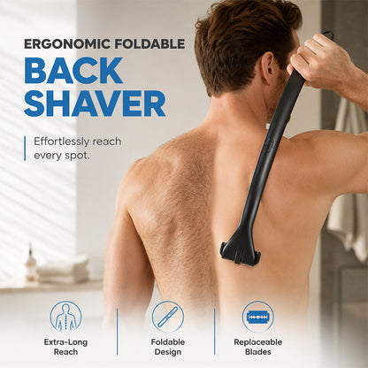 🪒 Foldable Back Hair Shaver – Long Handle Manual Body Groomer