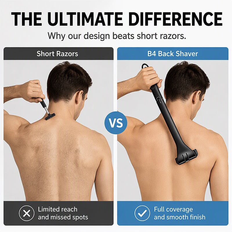 🪒 Foldable Back Hair Shaver – Long Handle Manual Body Groomer