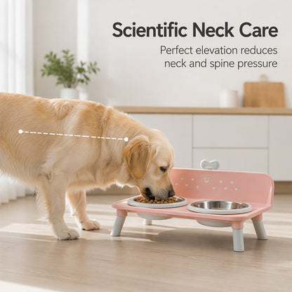 🐾 Elevated Detachable Pet Double Bowls Ergonomic Neck Care Feeder 🥣