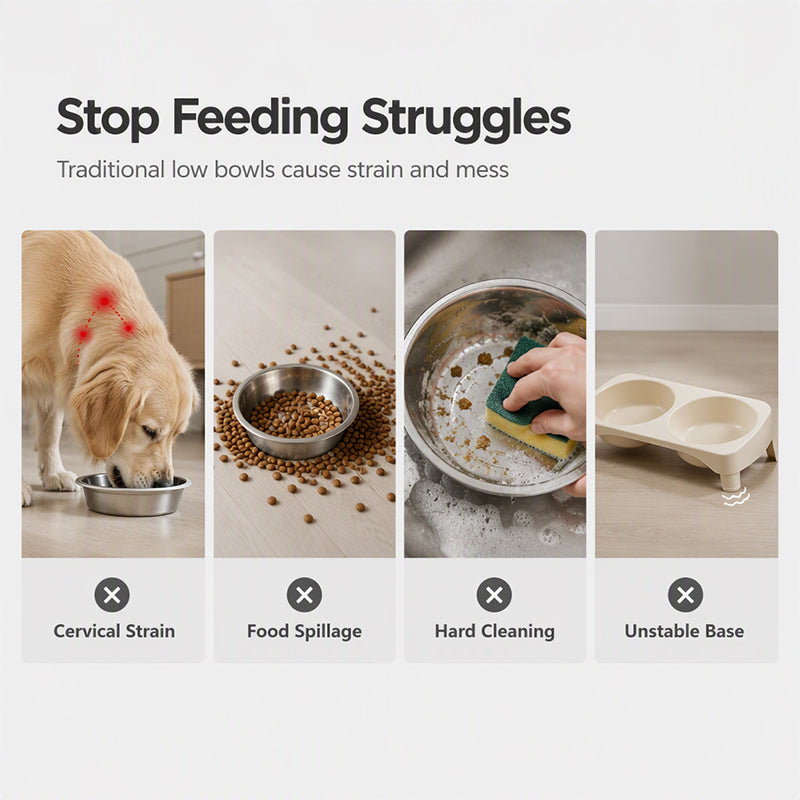 🐾 Elevated Detachable Pet Double Bowls Ergonomic Neck Care Feeder 🥣