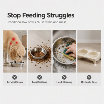 🐾 Elevated Detachable Pet Double Bowls Ergonomic Neck Care Feeder 🥣