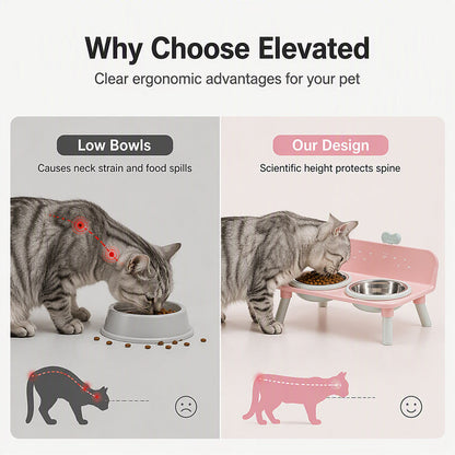 🐾 Elevated Detachable Pet Double Bowls Ergonomic Neck Care Feeder 🥣