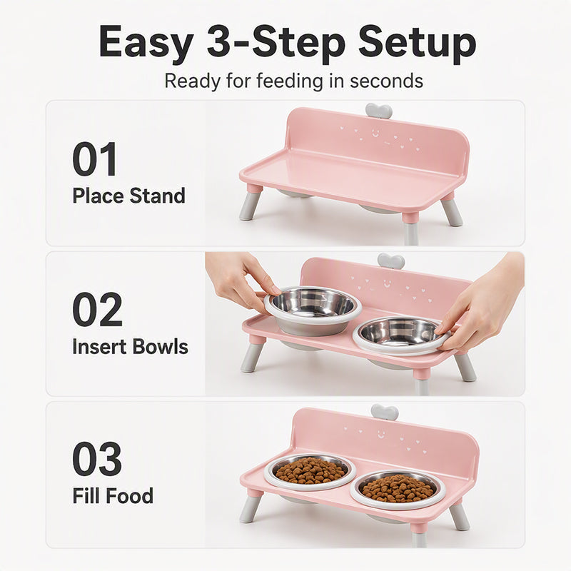 🐾 Elevated Detachable Pet Double Bowls Ergonomic Neck Care Feeder 🥣