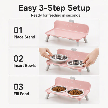 🐾 Elevated Detachable Pet Double Bowls Ergonomic Neck Care Feeder 🥣