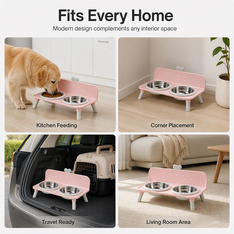 🐾 Elevated Detachable Pet Double Bowls Ergonomic Neck Care Feeder 🥣