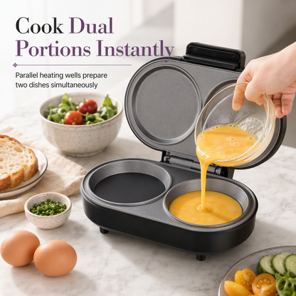 🍳 Smart Dual Breakfast Maker - Double Cooking Non-Stick Burger & Egg Press ⚡
