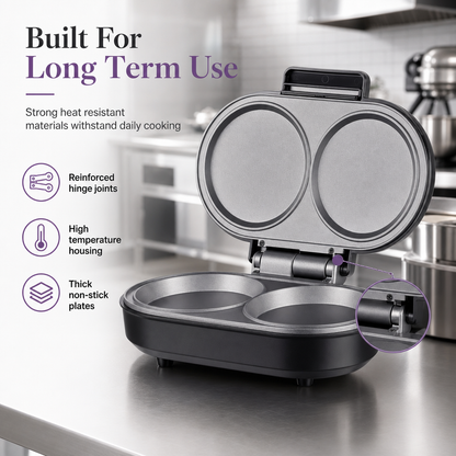🍳 Smart Dual Breakfast Maker - Double Cooking Non-Stick Burger & Egg Press ⚡